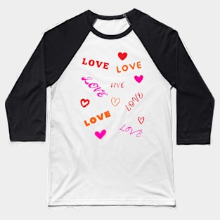 Love and Hearts Baseball T-Shirt